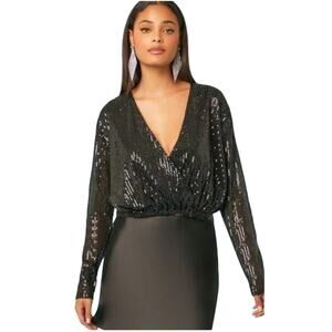 NWT Black Sequin Crop Top  Forever 21 Size S